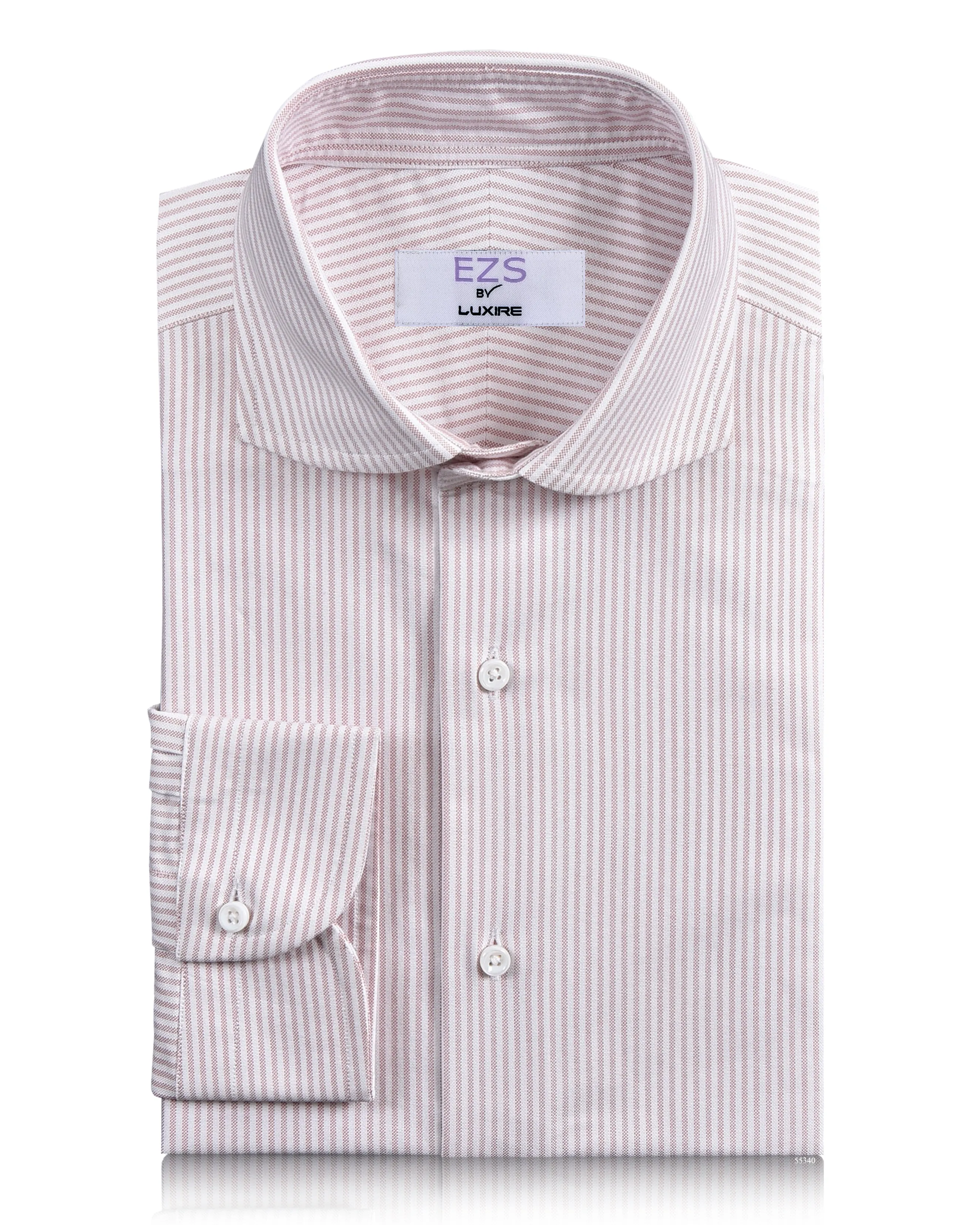 EZS Pink University Stripes Oxford Plaid Design crew neck