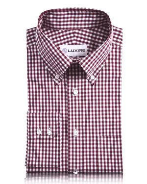 LowMaintenance Seamless Design Deep Red Gingham Shirt