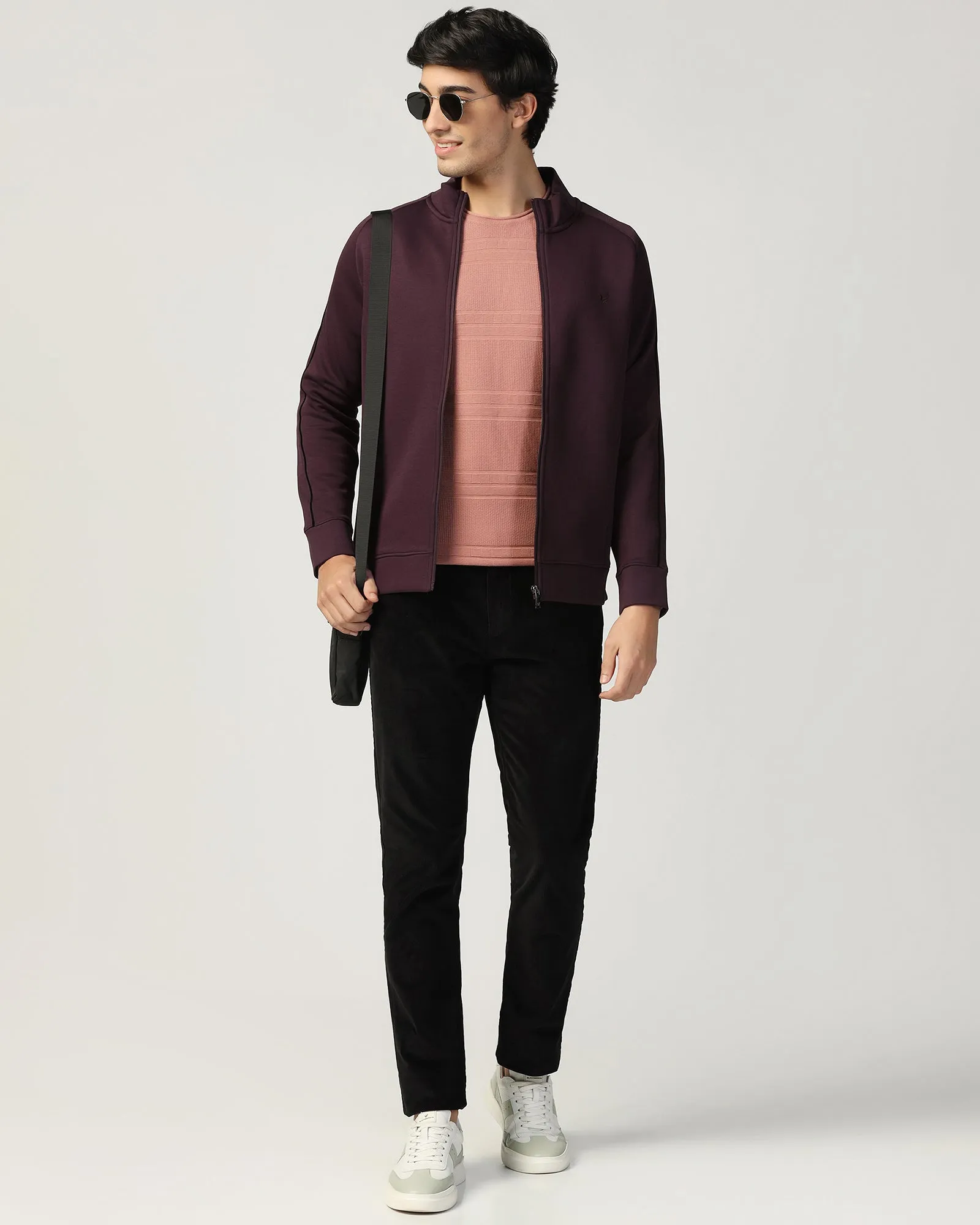 SoftenedEdges High Neck Fig Solid Sweatshirt - Decy