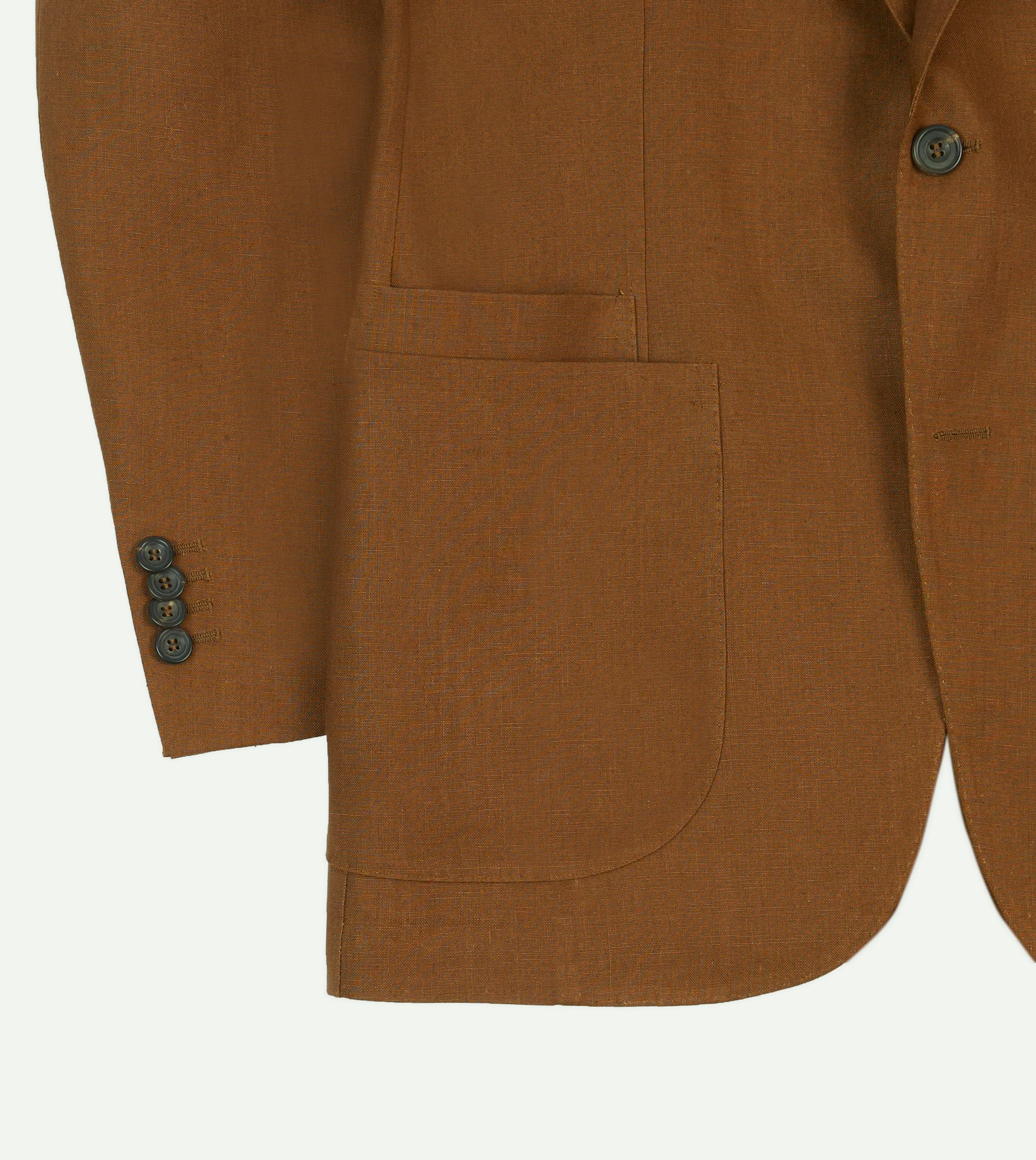Modular Attachment Loops Dry Weather Look Brown Irish Linen Tailored Jacket