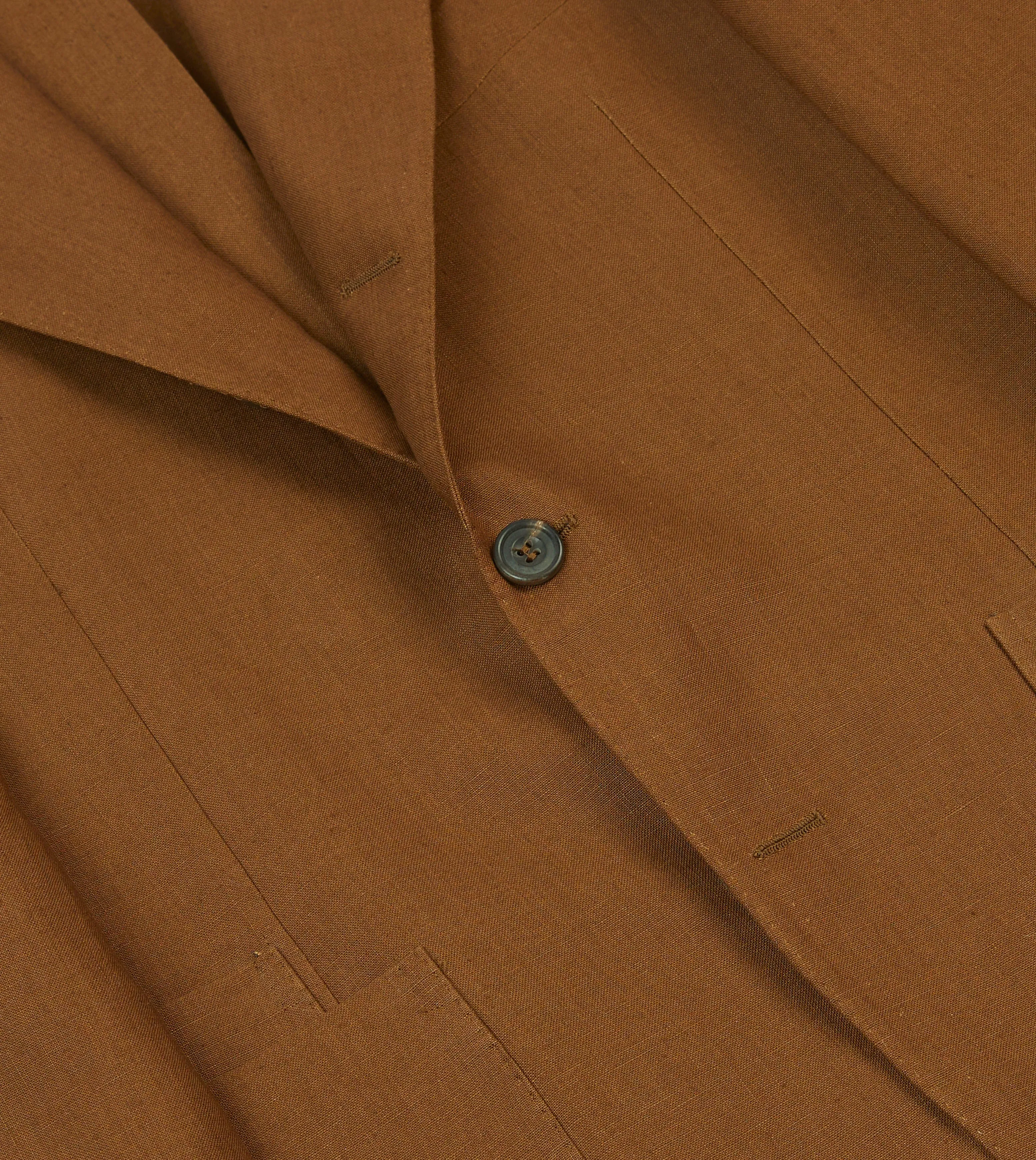 Brown Irish Linen Tailored Jacket No Static