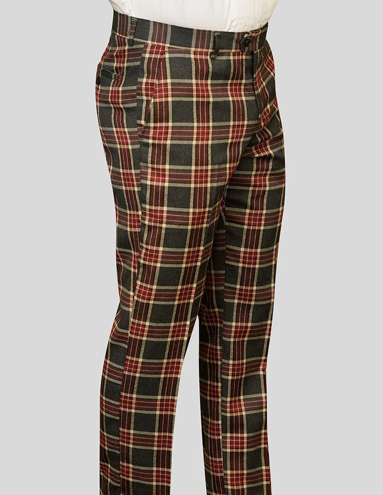 Ultra Stretch BURGUNDY PLAID SLIM FIT DRESS PANTS