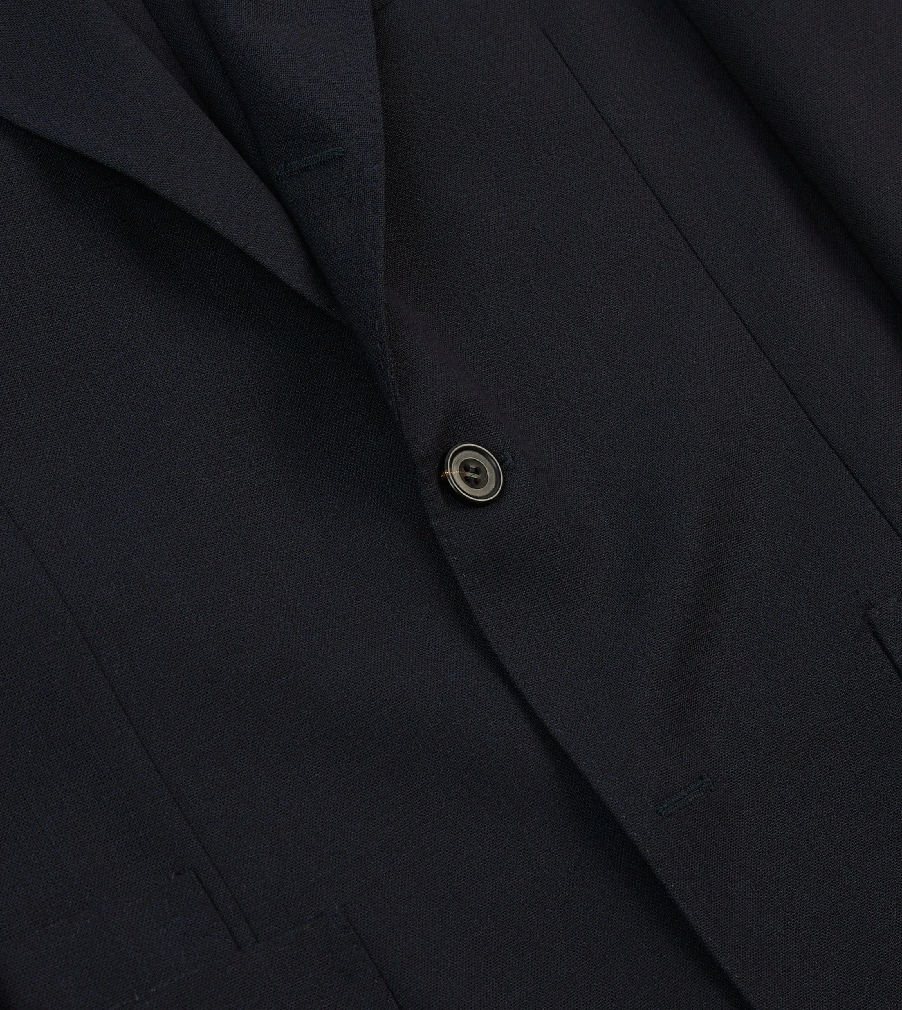 Navy Tropical Wool Tailored Jacket Pre Shrunk Cotton Blend