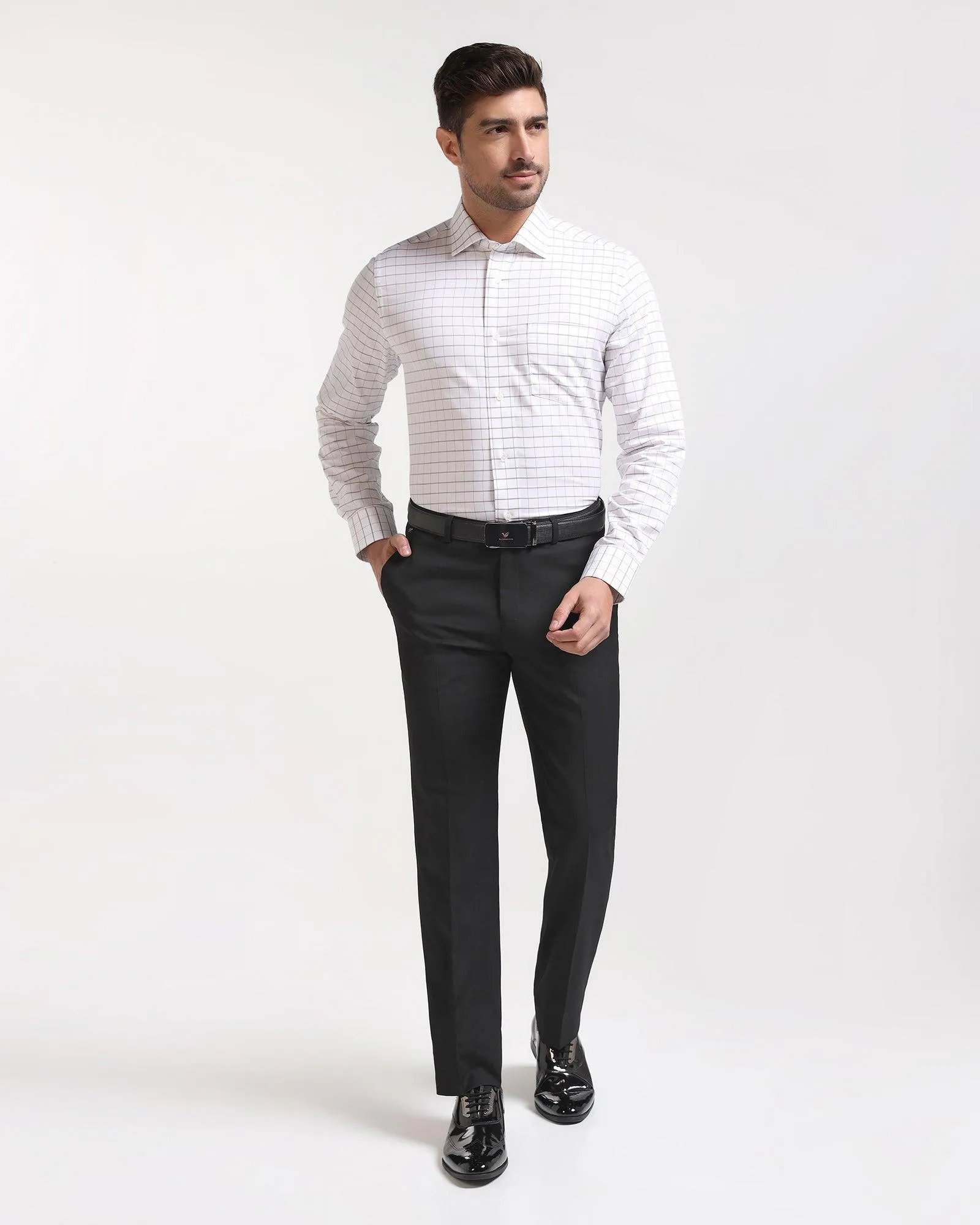 Modern Cut Classic Comfort Straight B-90 Formal Black Solid Trouser - Himalayan