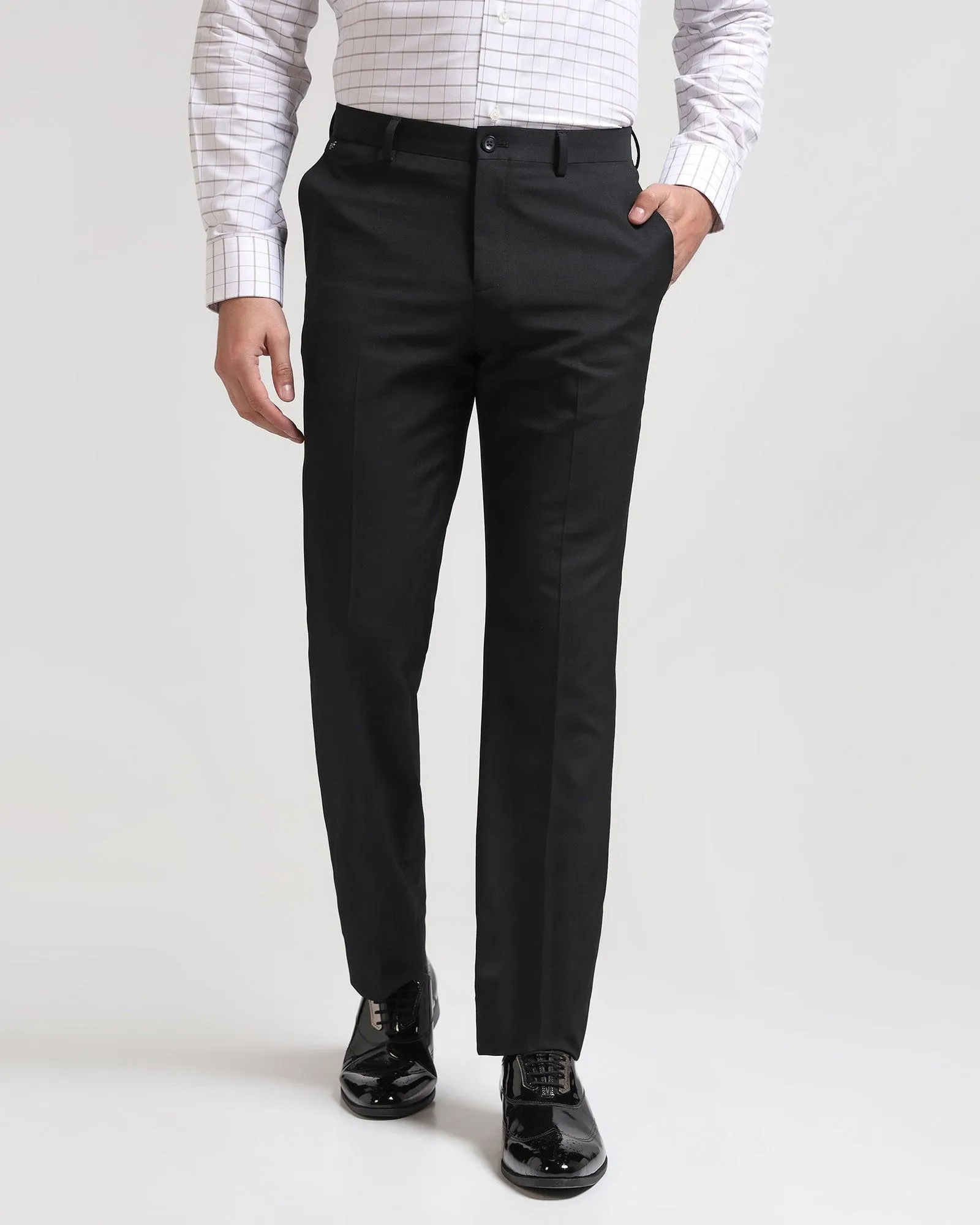 Straight B-90 Formal Black Solid Trouser - Himalayan Non Restrictive Abrasion Resistant Material