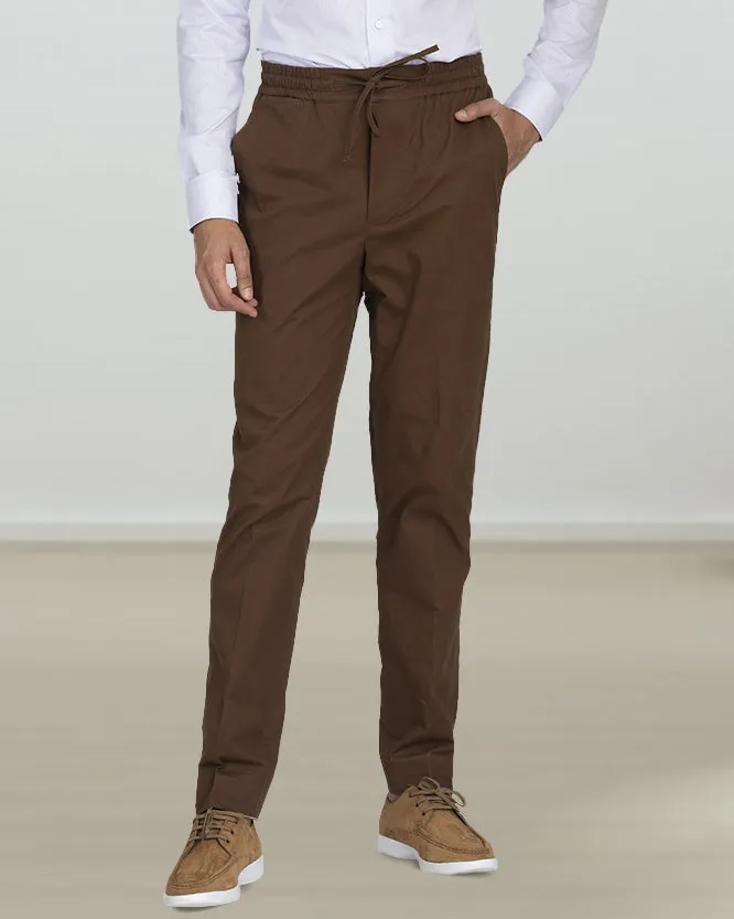 Genoa Coffee Brown Drawstring Pant Active Look Essential Waist