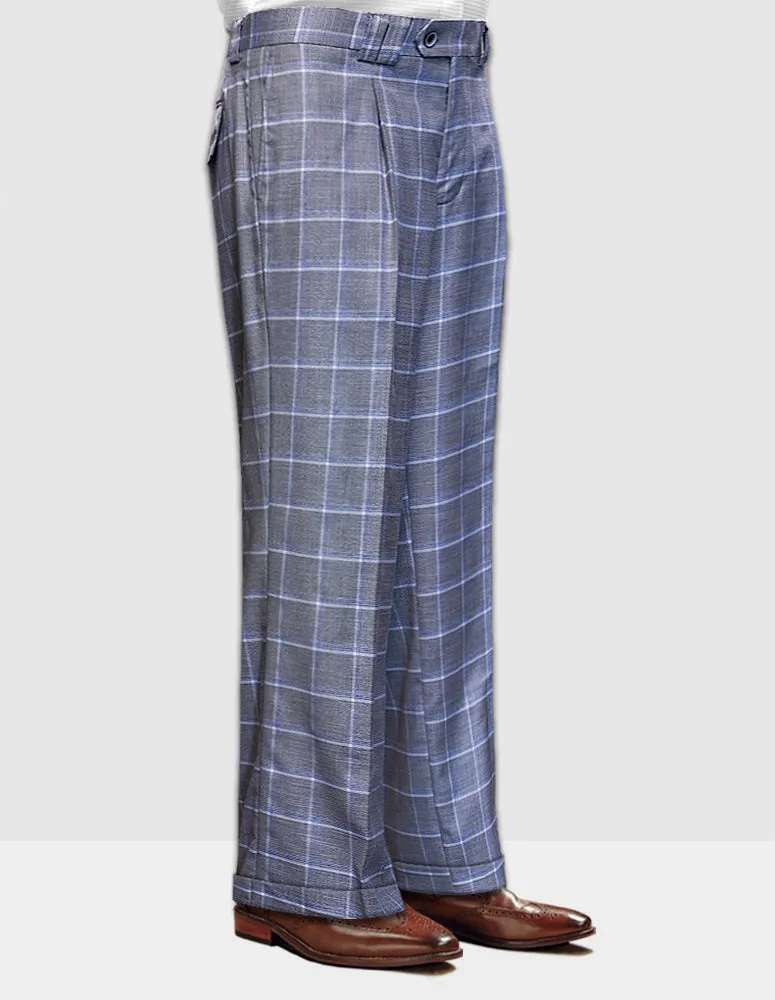 GREY PLAID WIDE LEG DRESS PANTS Sleek Comfort