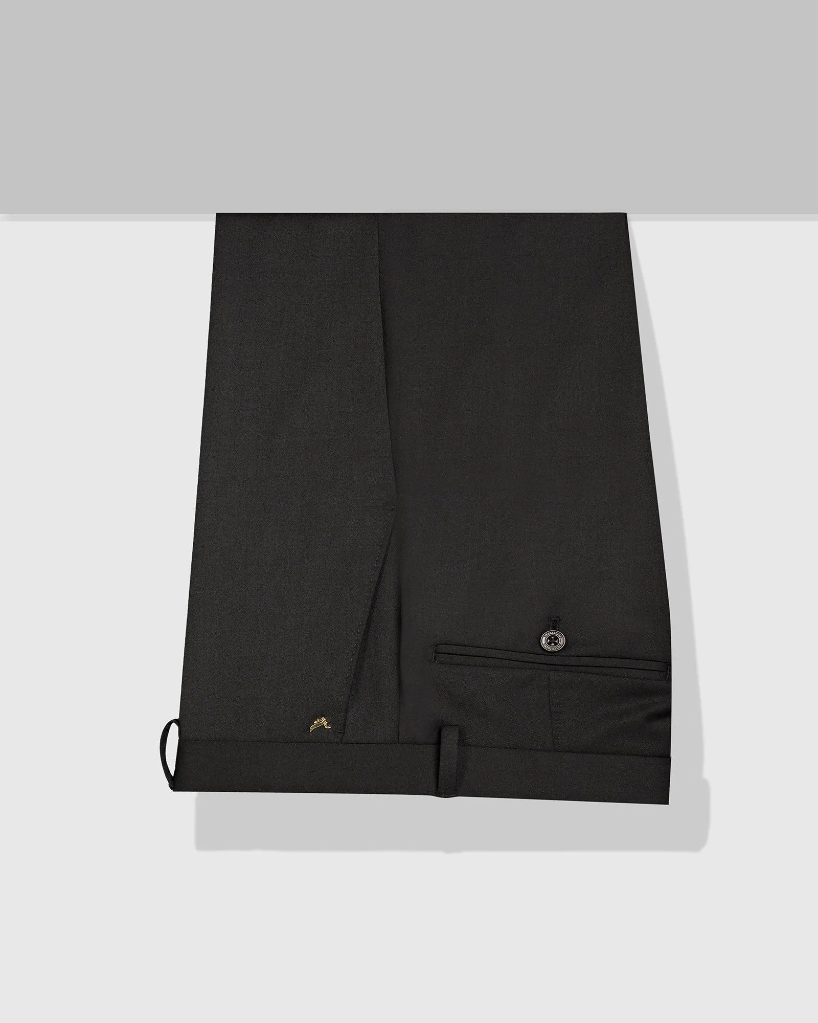 Luxe Slim Comfort B-95 Formal Black Solid Trouser - Triumph SturdyBeltLoops