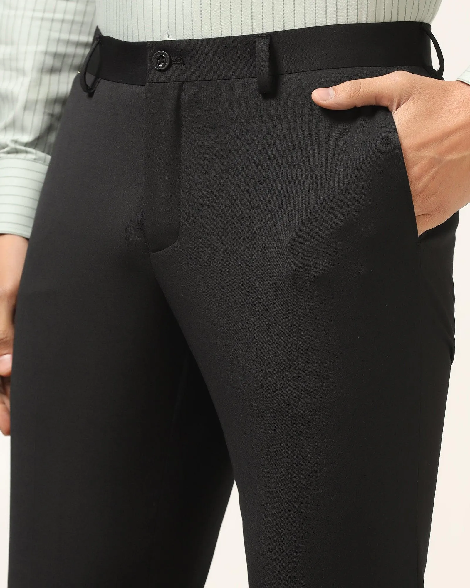 Quick Drying Luxe Slim Comfort B-95 Formal Black Solid Trouser - Triumph