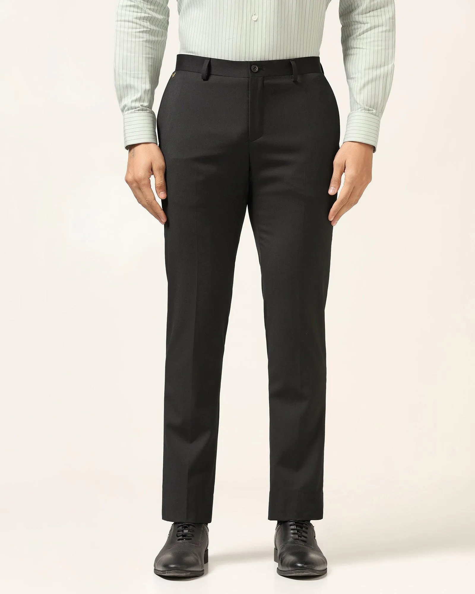Luxe Slim Comfort B-95 Formal Black Solid Trouser - Triumph NoBuckleDesign Chic Design Wear