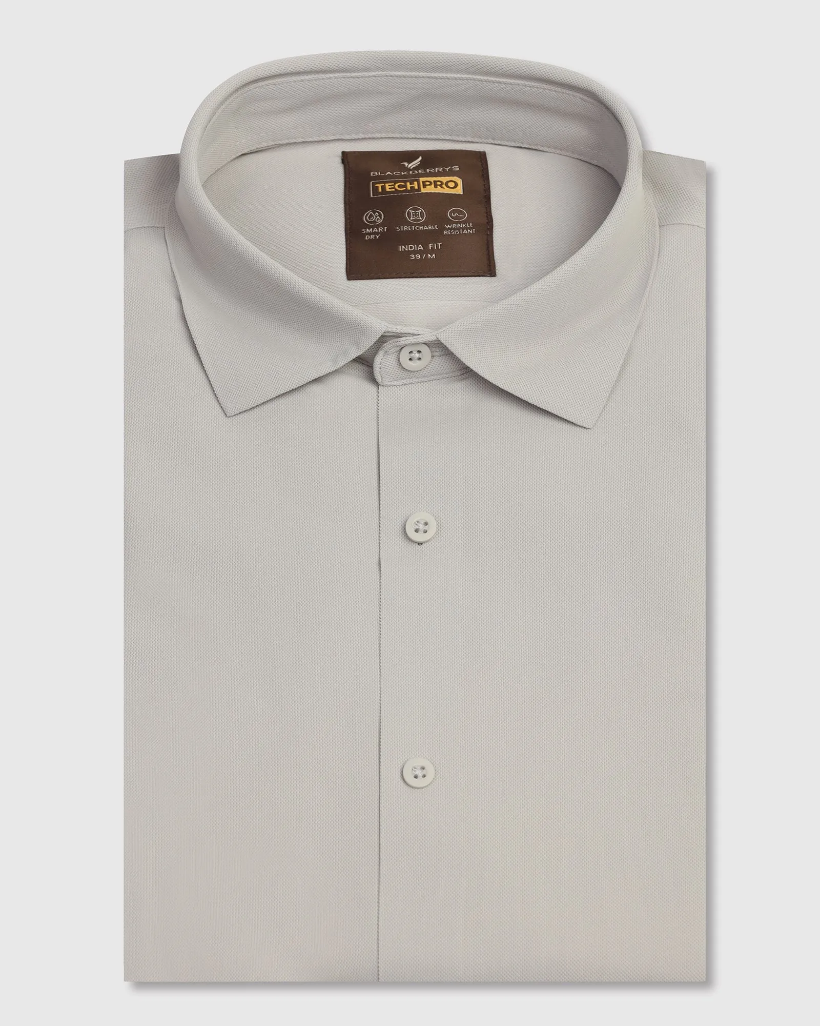 TechPro Formal Half Sleeve Grey Textured Shirt - Kanon Formal Elegance Evening Elegance