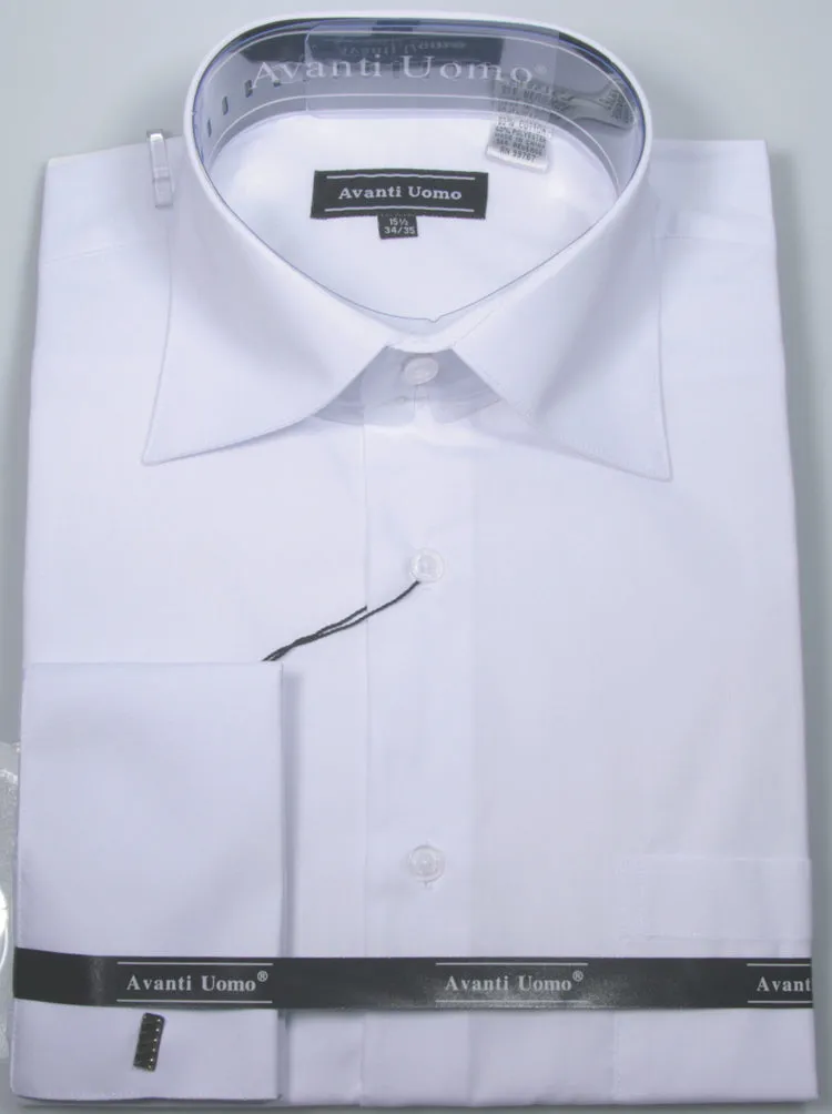 Beach Wear Wrinkle Free Care Avanti Uomo French Cuff Dress Shirt DS3816 White