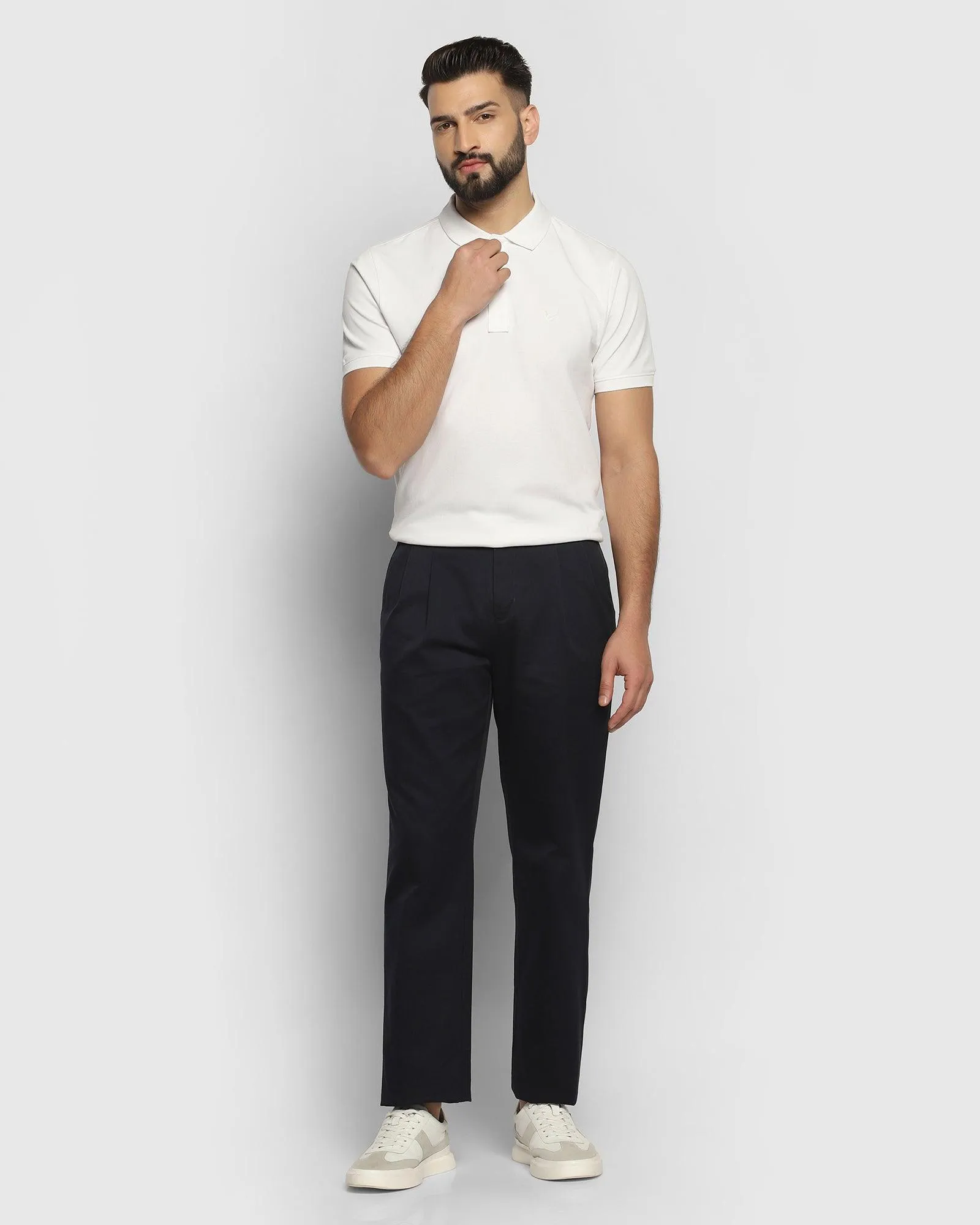 Straight Comfort B-88P Casual Deep Navy Solid Khakis - Knight Rider All Day Comfort Fit