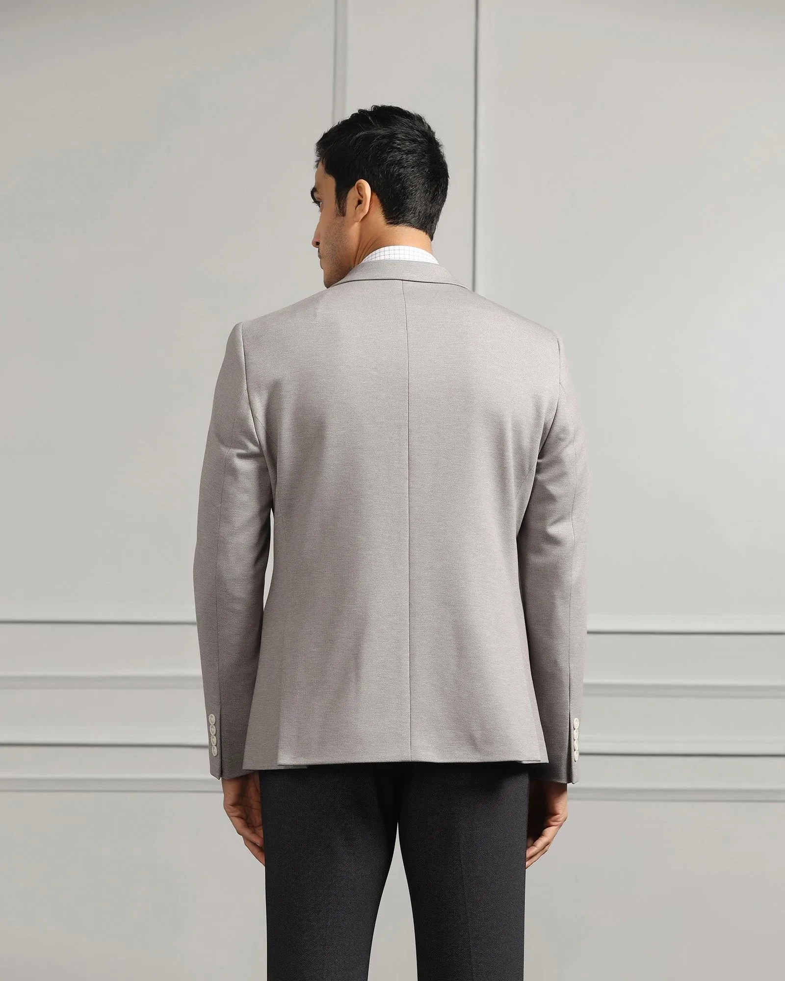 Lined Pockets Cheap Nice Formal Light Grey Textured Blazer - Caleb