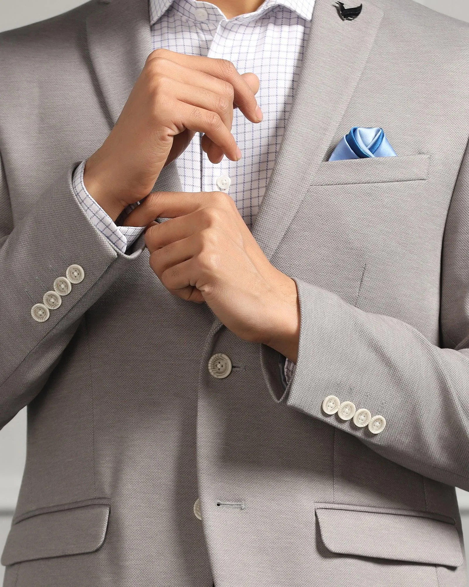 Formal Light Grey Textured Blazer - Caleb Flexible Cuffs Balanced Insulation