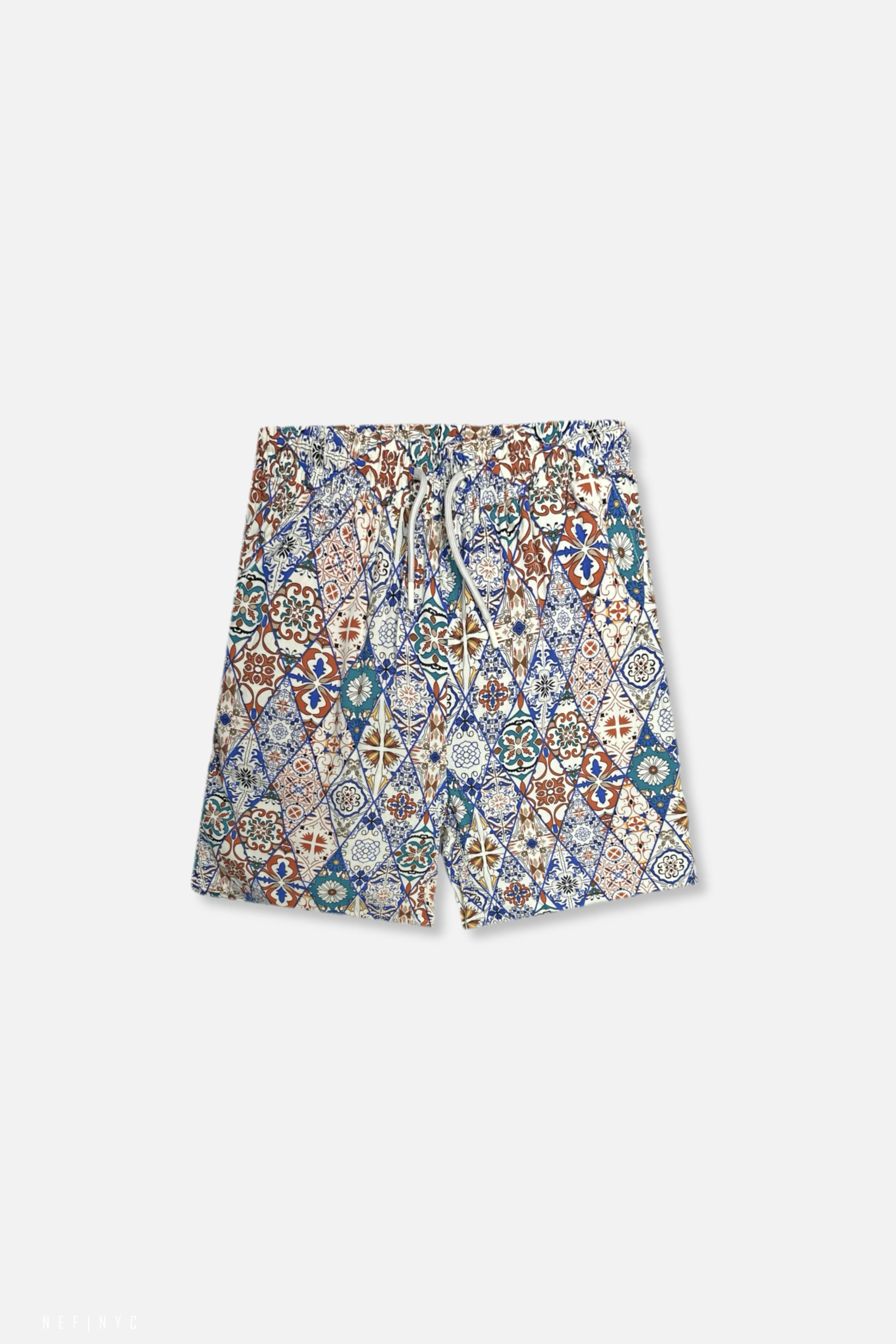 Taborne Tropical Drawstring Shorts belt Rubberized Waist Grip