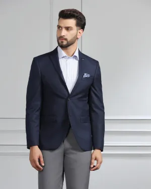 Formal Navy Textured Blazer - Magna Weekend Chill Style
