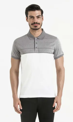 Regular Fit Cotton Gray - White Polo T-Shirt Performance Wear