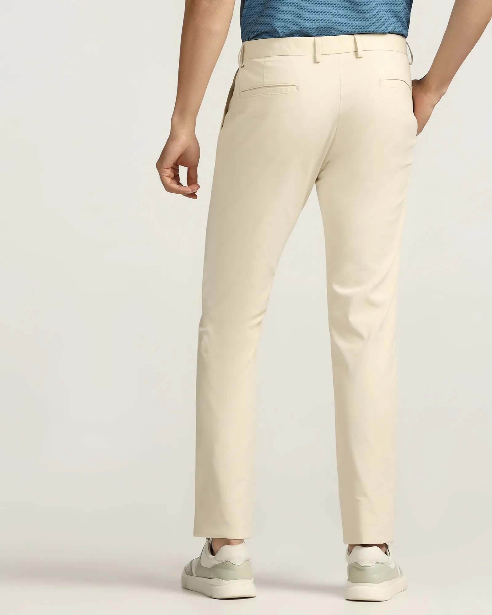 TechPro Slim Fit B-91 Casual Beige Solid Khakis - Sandy Quick Slip