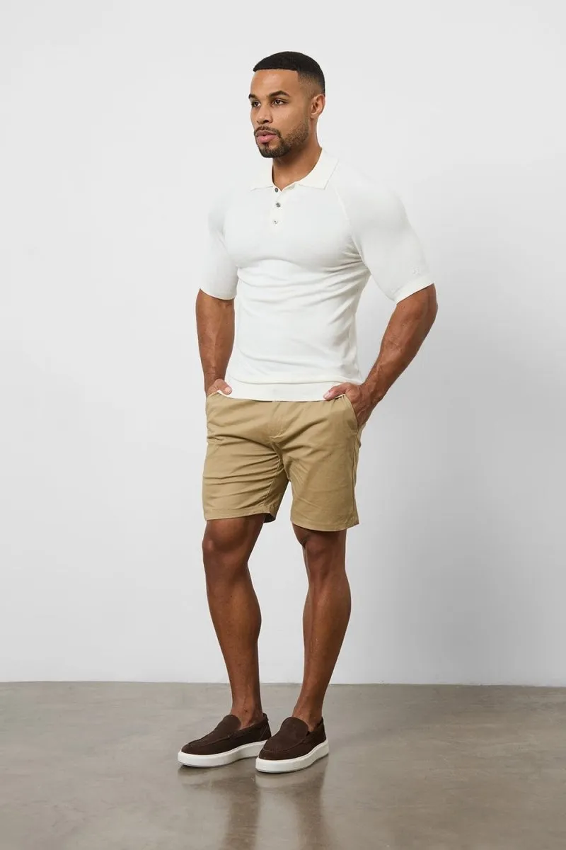Athletic Fit Chino Shorts 7" in Dark Sand Fitness Friendly