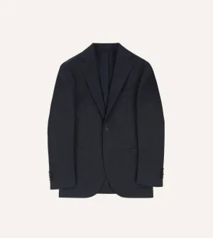 Navy Cotton Drill Tailored Jacket Microfiber Shell