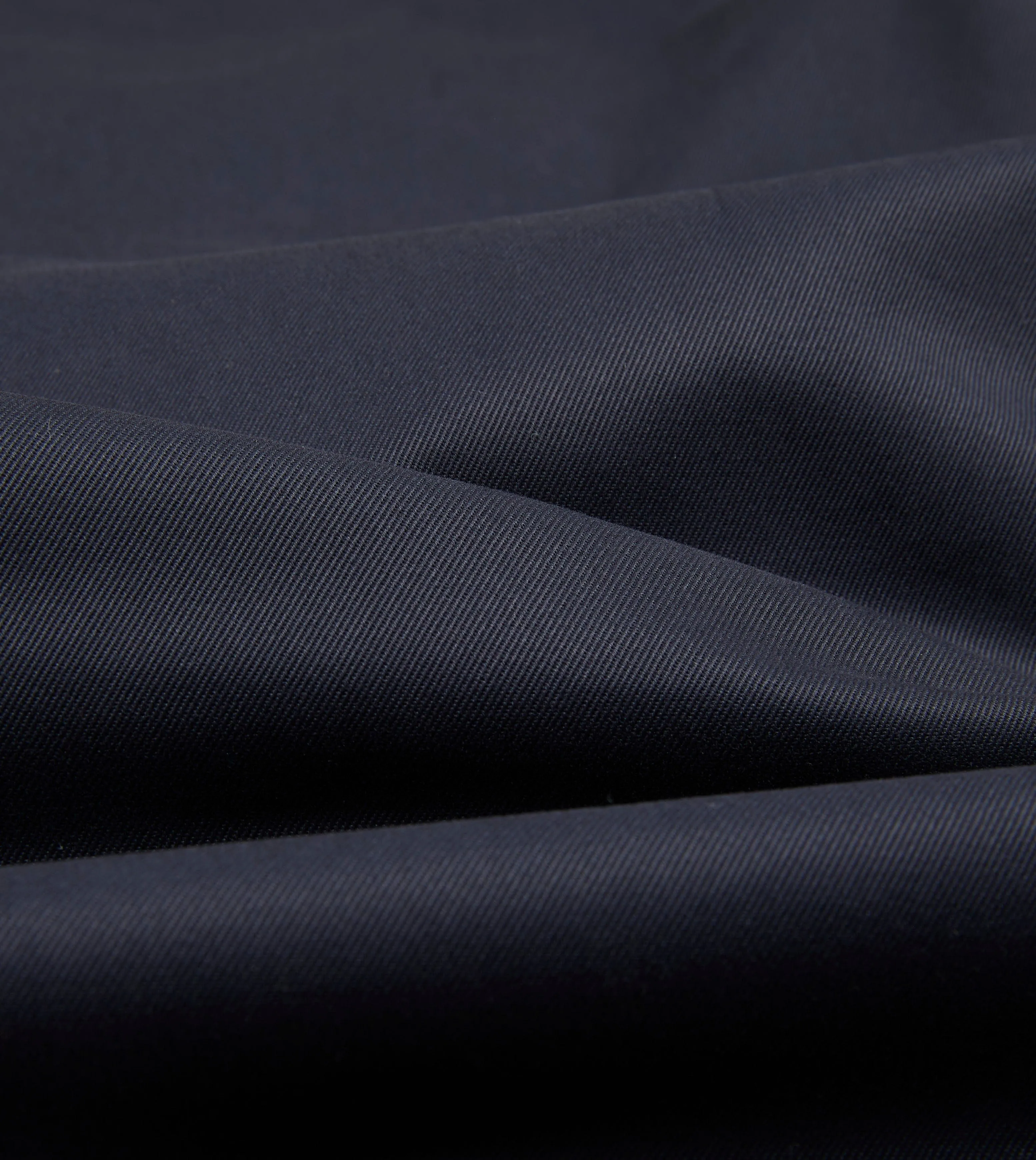 Navy Cotton Drill Tailored Jacket Stand Up Collar RibbedTrims