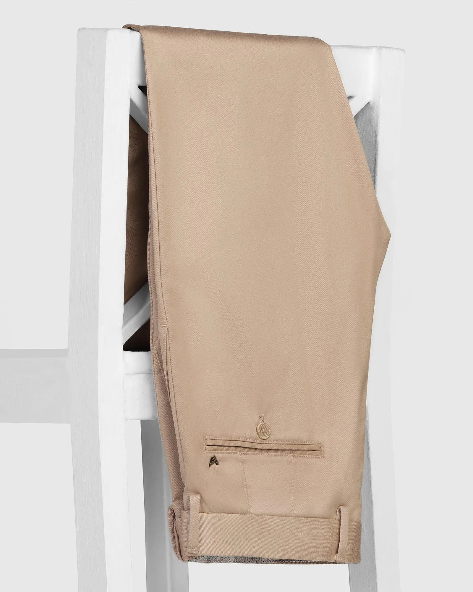 Slim Comfort B-95 Casual Beige Solid Khakis - Wolf Casual Appeal Freedom Motion