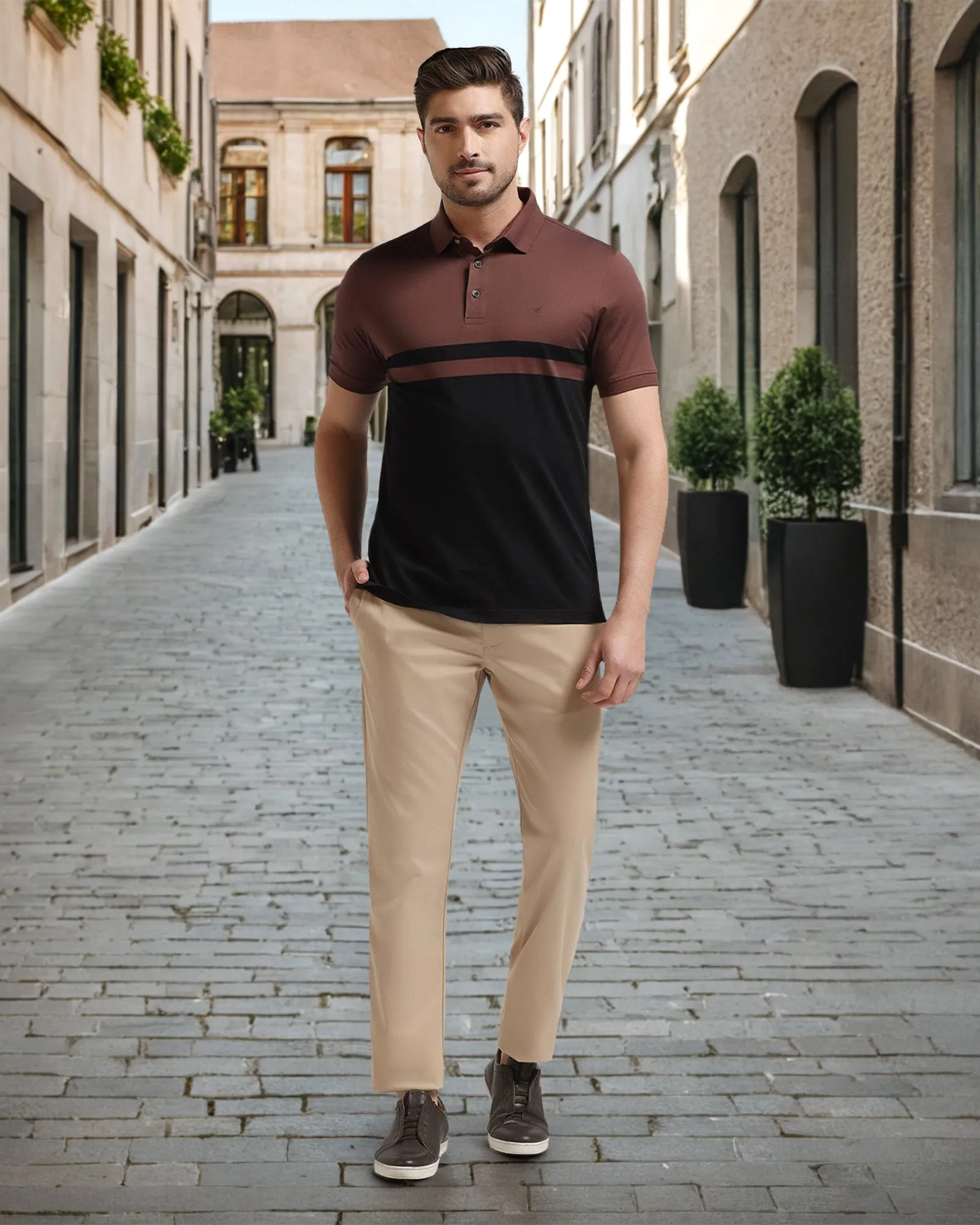 Wrinkle resistant fabric Adventure Ready Slim Comfort B-95 Casual Beige Solid Khakis - Wolf