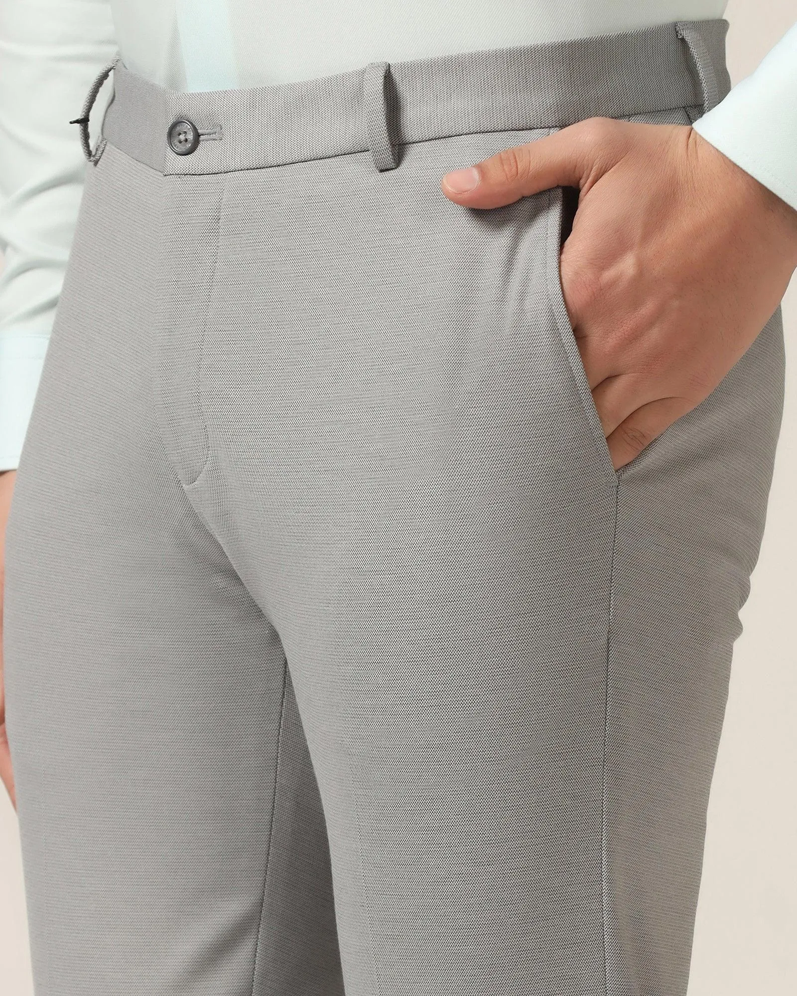 ThermalRegulation Practical Look Slim Fit B-91 Formal Grey Textured Trouser - Steve