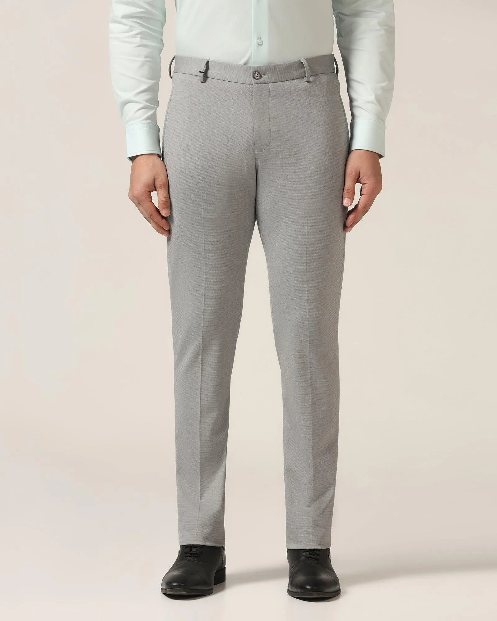 Slim Fit B-91 Formal Grey Textured Trouser - Steve Classic Style Quick Comfort