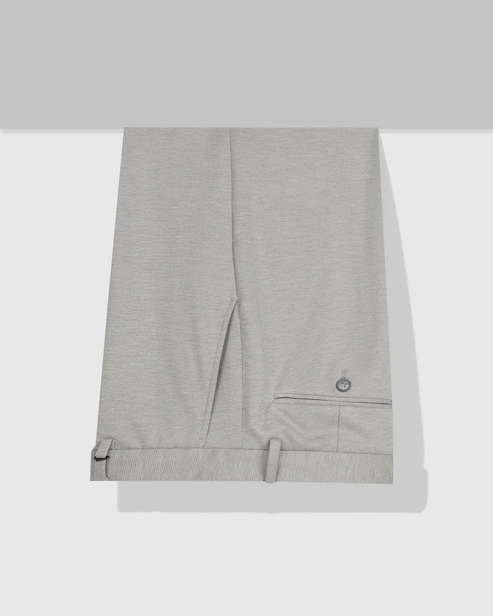 Flexible Durability Anti Snag Threading Slim Fit B-91 Formal Grey Textured Trouser - Steve