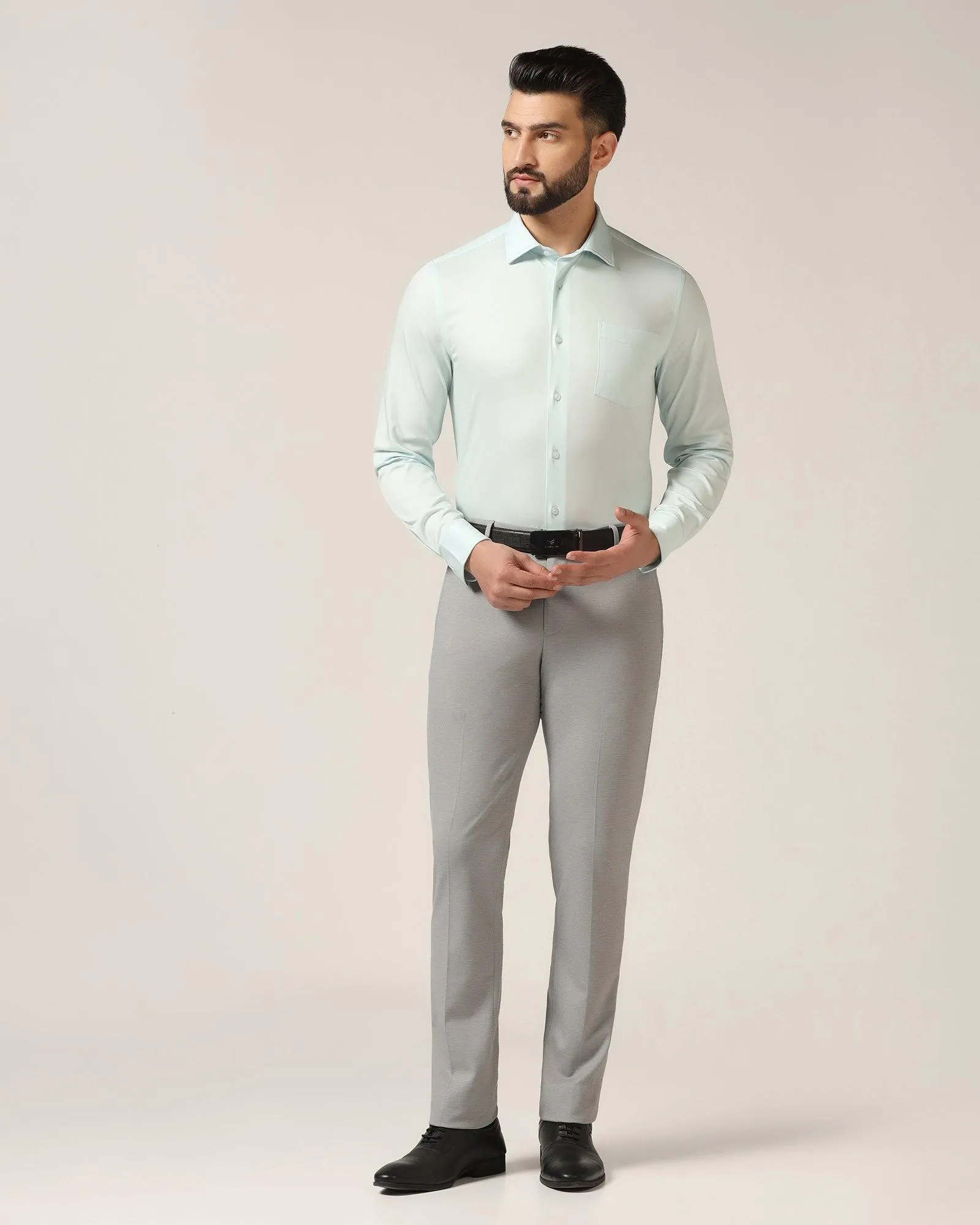 Anti Pilling Treatment Slim Fit B-91 Formal Grey Textured Trouser - Steve