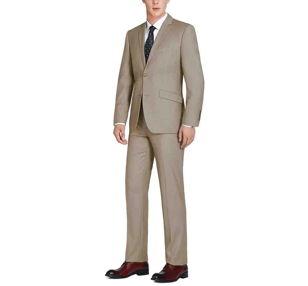 Renoir Slim Fit 2 Button Suit in Taupe Softshell Technology