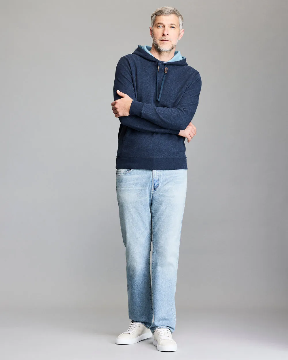 Rib Hoodie Pullover - Carbon Blue Stylish Bottom EcoConscious Production