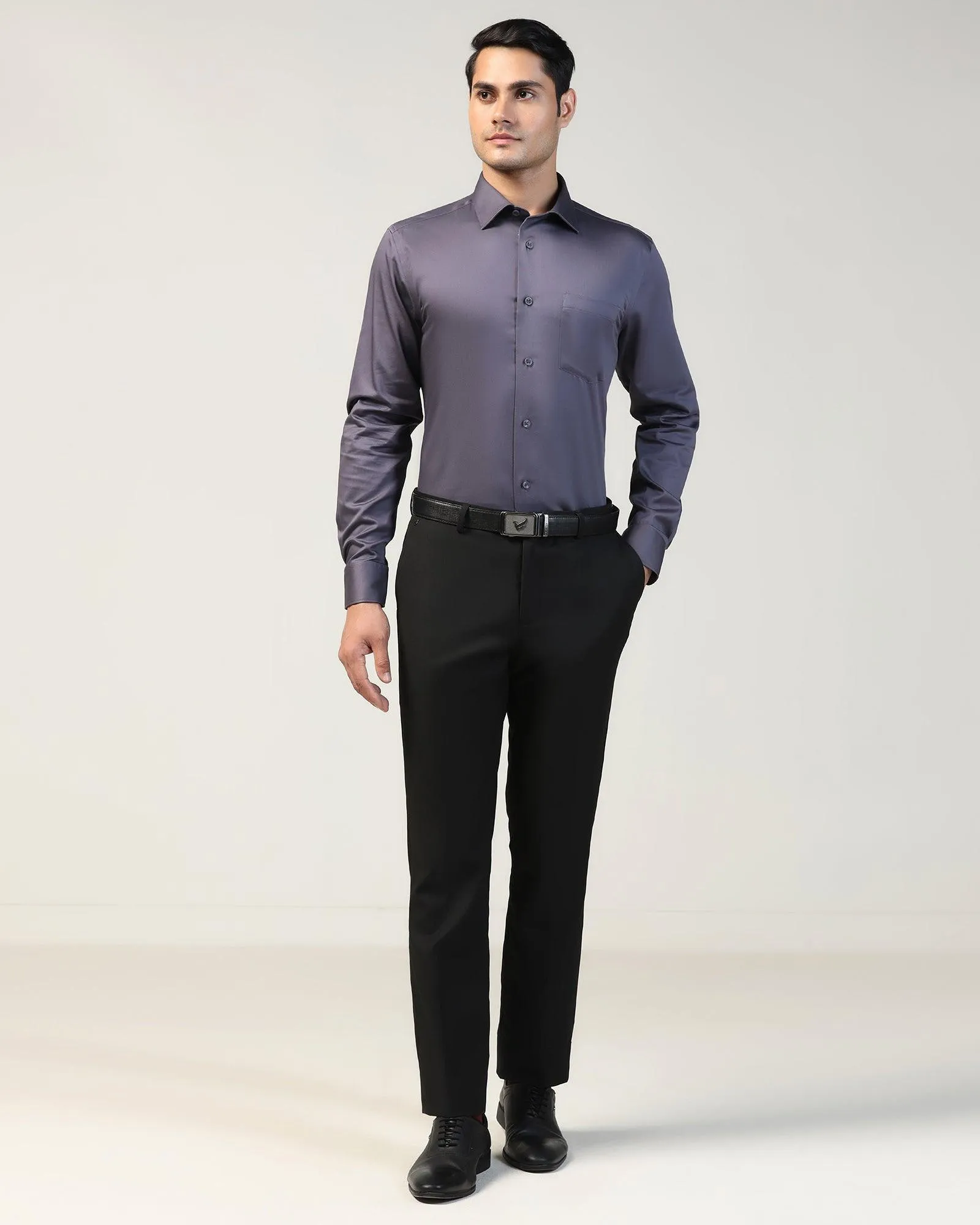 Slim Comfort B-95 Formal Black Textured Trouser - Black anti slip grip Pocket Reinforcement
