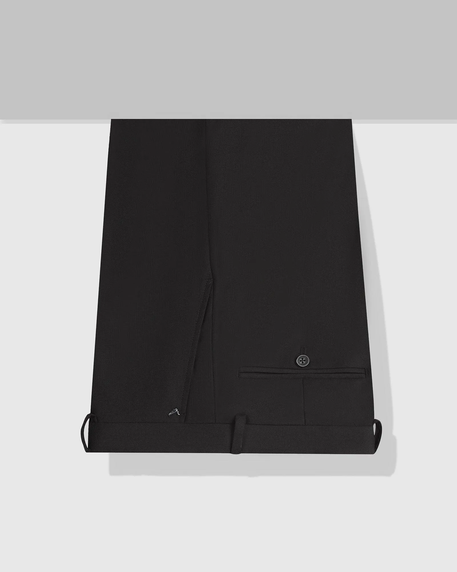 On The Go Practical Style Slim Comfort B-95 Formal Black Textured Trouser - Black