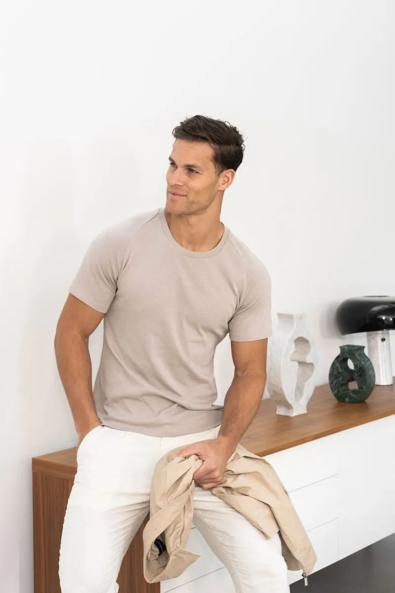 Knit Look T-Shirt in Stone Sports Outfit