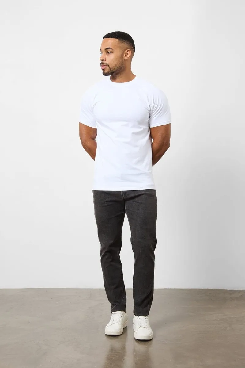 3 Pack Athletic Fit Crew Neck T-Shirt in White Cool and Comfortable Lightweight Layer