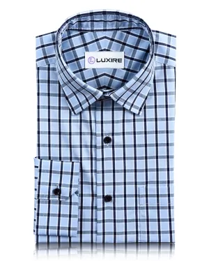 Blue Navy Checks Shirt Cool Frame