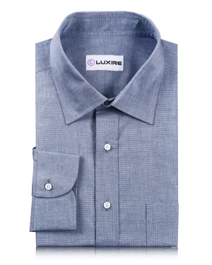 Unstructured Shoulder Winter Comfort Cobalt Blue Dress Shirt End on End