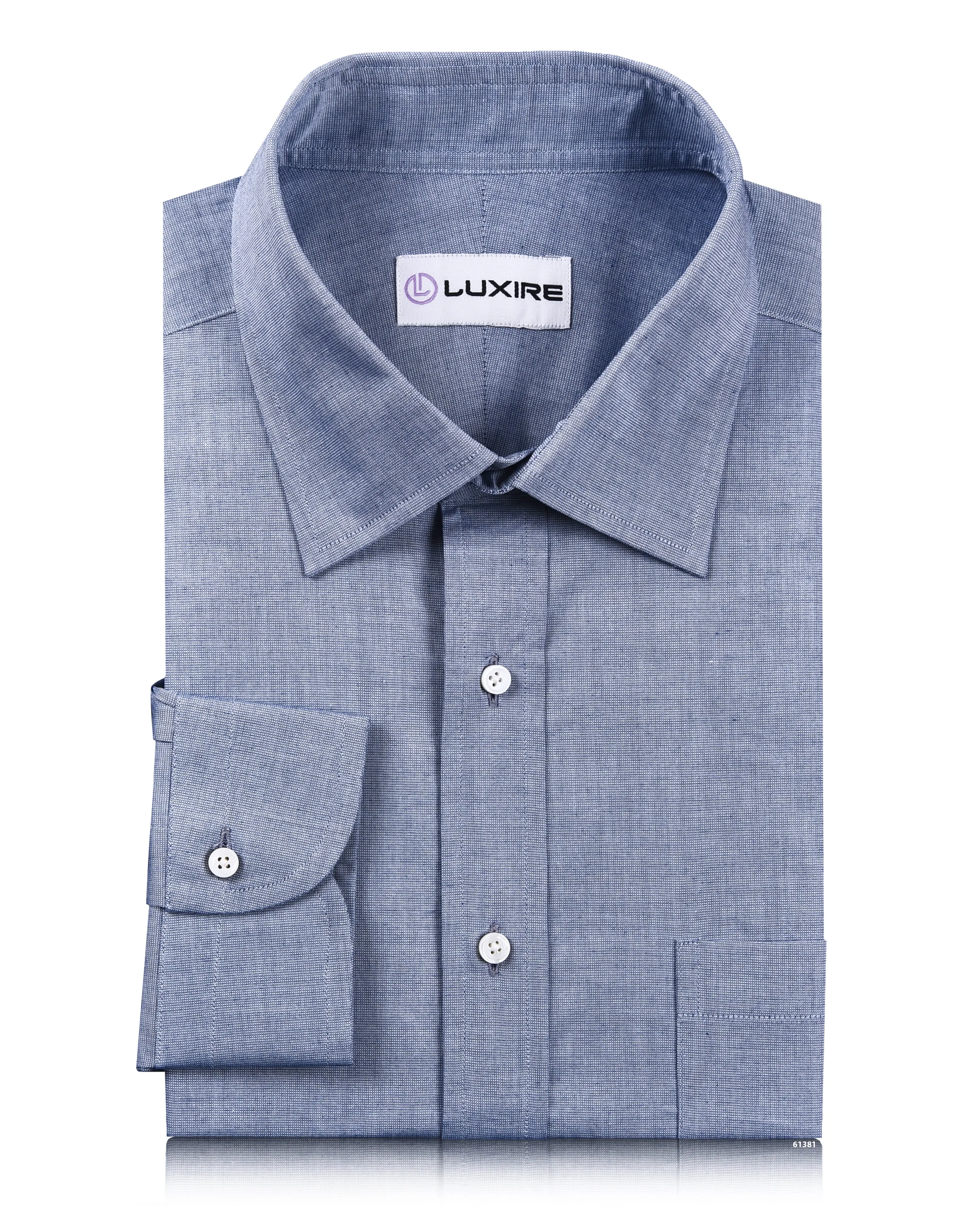 Unstructured Shoulder Winter Comfort Cobalt Blue Dress Shirt End on End