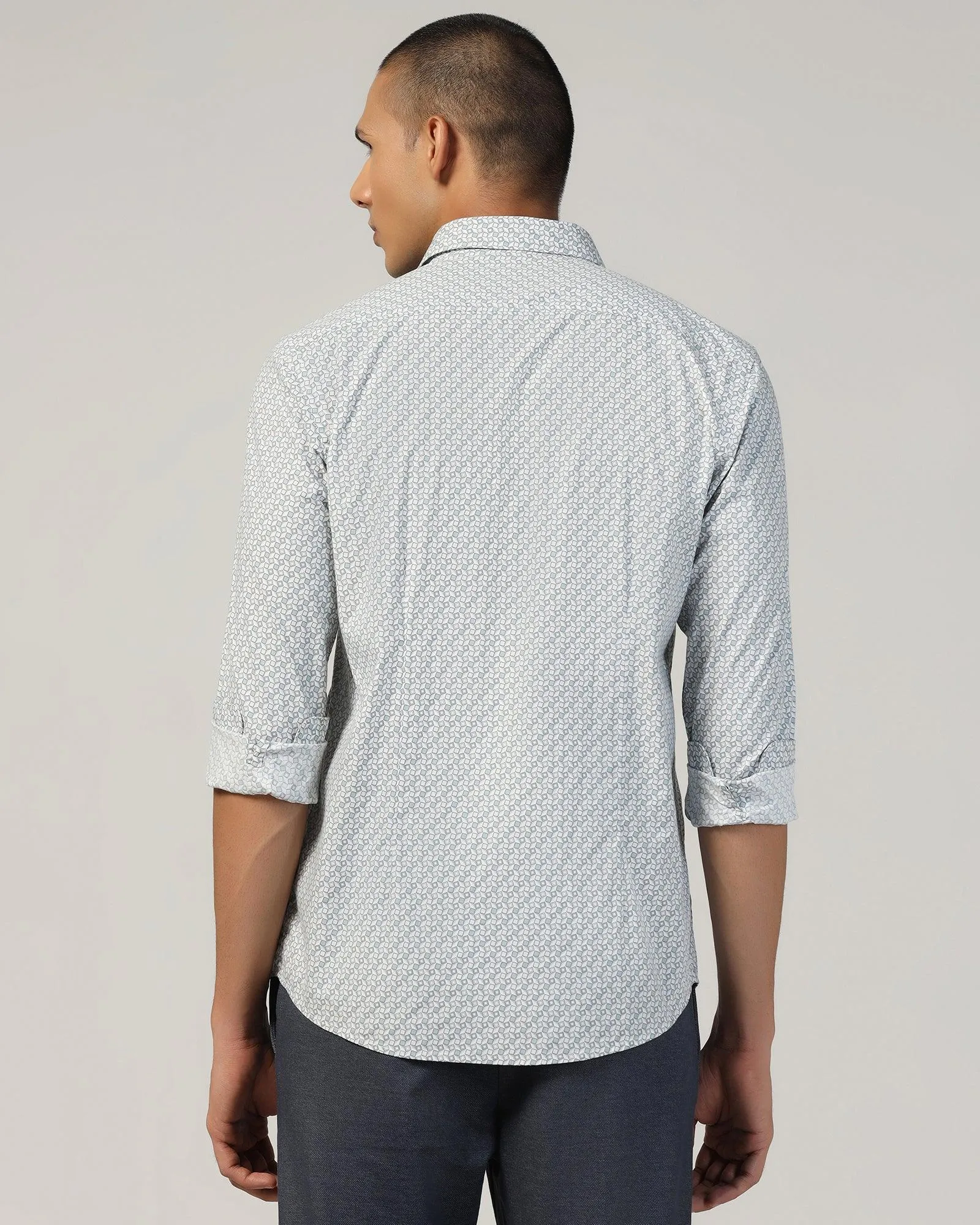 Water Repellent Finish Wardrobe Must-Have Casual Grey Printed Shirt - Zain