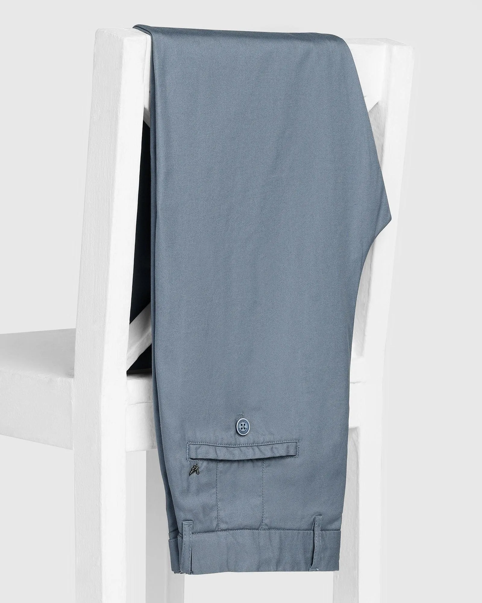 Slim Comfort B-95 Casual Metallic Blue Textured Khakis - Jeny Smooth Finish