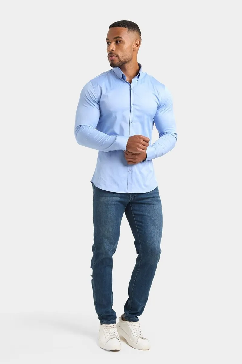 Hiking Gear Athletic Fit Signature Shirt in Mid Blue