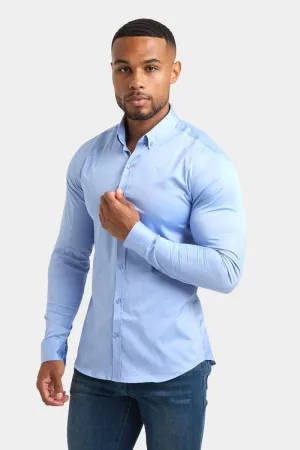 Athletic Fit Signature Shirt in Mid Blue Modern Look Easy Care