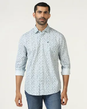 Blue Printed Shirt - Emeric Waffle Weave