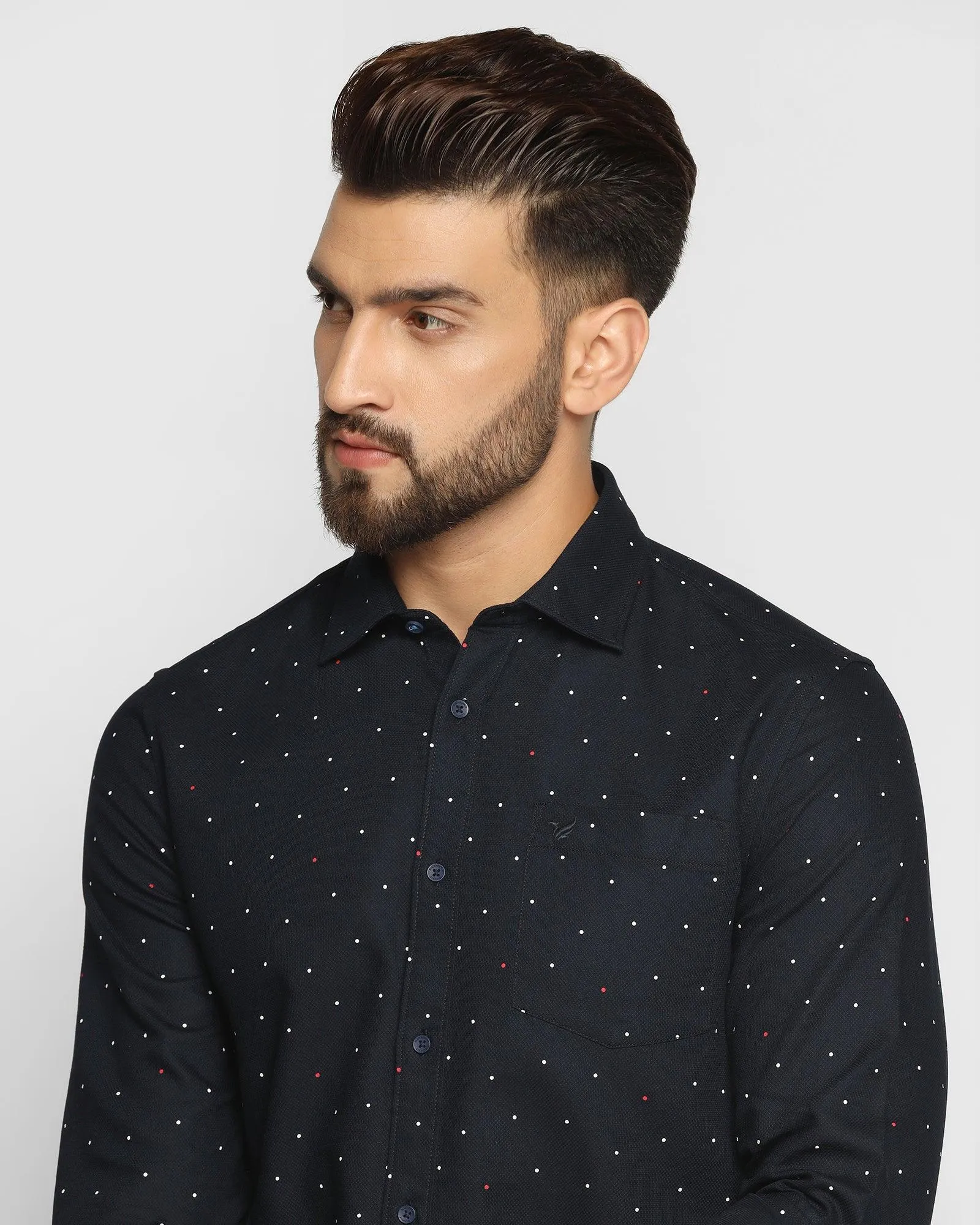 Casual Navy Printed Shirt - Cato Unisex Option