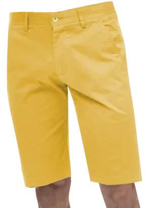 Kent & Park Mens Solid Yellow Classic Fit Flat Front Shorts Fitted Design slim fit