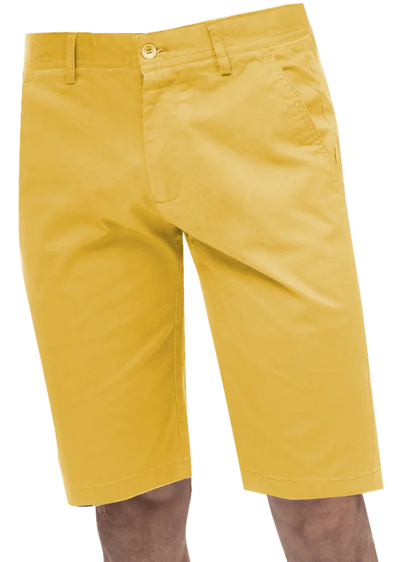 Moisture Wicking Material Reinforced Seams Kent & Park Mens Solid Yellow Classic Fit Flat Front Shorts