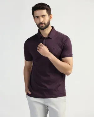 Polo Purple Textured T-Shirt - Blade Multi Ply Collar